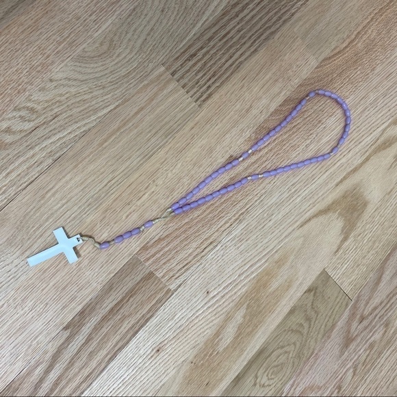 Vintage Pastel Purple Beaded Plastic Rosary Cross - Picture 2 of 5